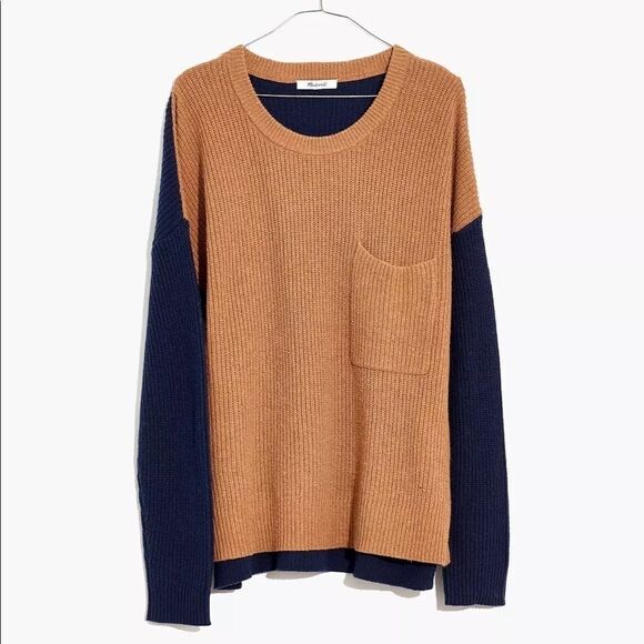 Madewell Thompson Pocket Pullover Sweater Colorblock - Picture 2 of 2